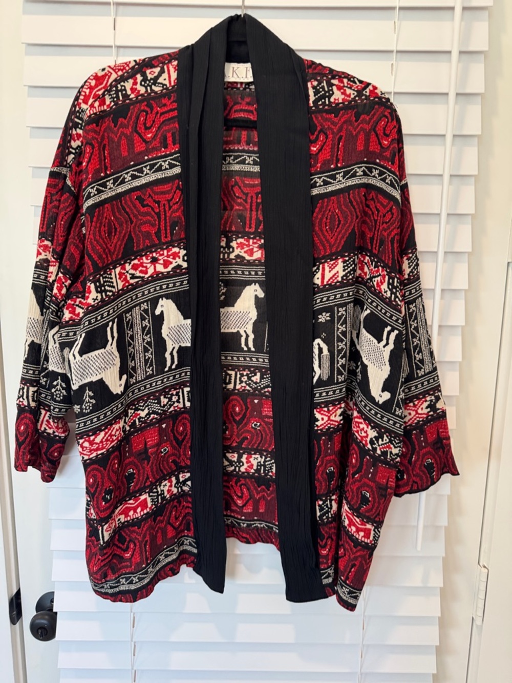 Vintage Open Jacket Cardigan Kimono A.K.F New York Women's Small Western Boho‎